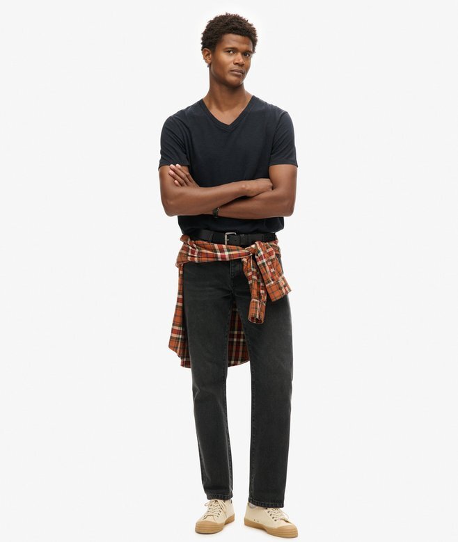 V-ringad slub-Shorts-T-shirt med korta ärmar V-ringad slub-Shorts-T-shirt med korta ärmar