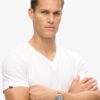 V-ringad slub-Shorts-T-shirt med korta ärmar