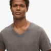 V-ringad slub-Shorts-T-shirt med korta ärmar