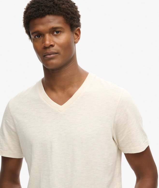 V-ringad slub-Shorts-T-shirt med korta ärmar V-ringad slub-Shorts-T-shirt med korta ärmar