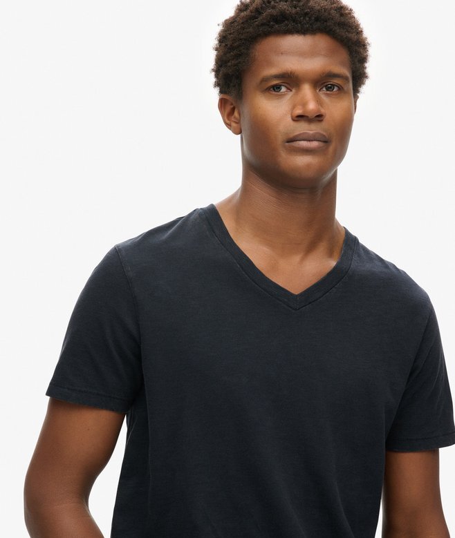 V-ringad slub-Shorts-T-shirt med korta ärmar V-ringad slub-Shorts-T-shirt med korta ärmar