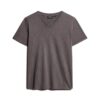 V-ringad slub-Shorts-T-shirt med korta ärmar