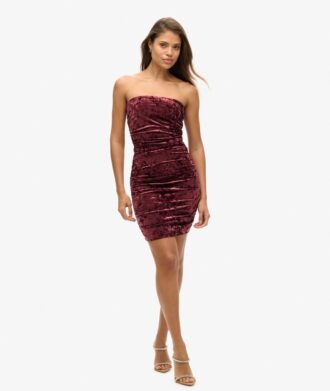 Velvet Bandeau Mini Klänning