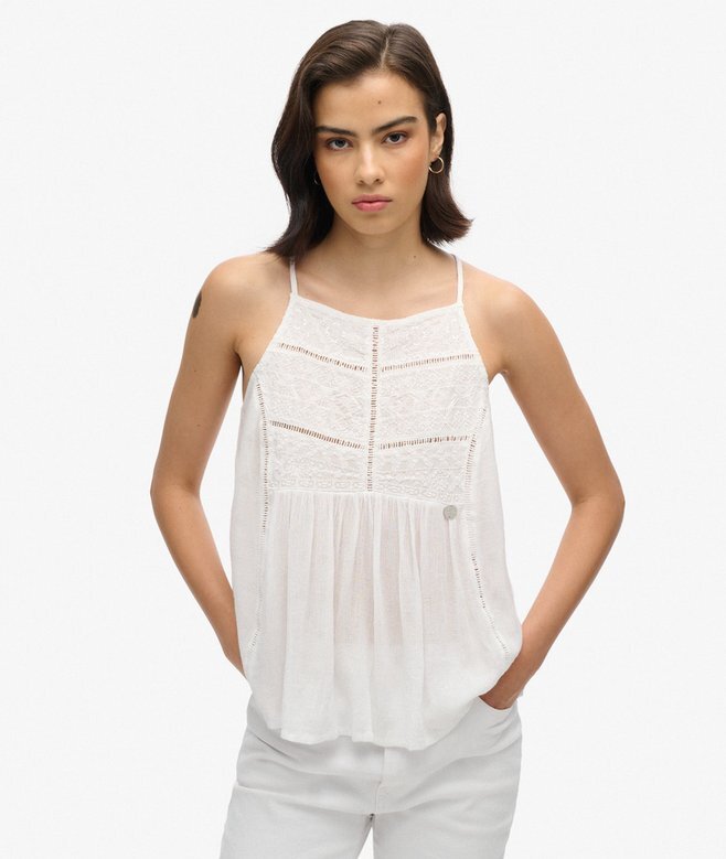 Vintage-cami-top med spetsok Vintage-cami-top med spetsok