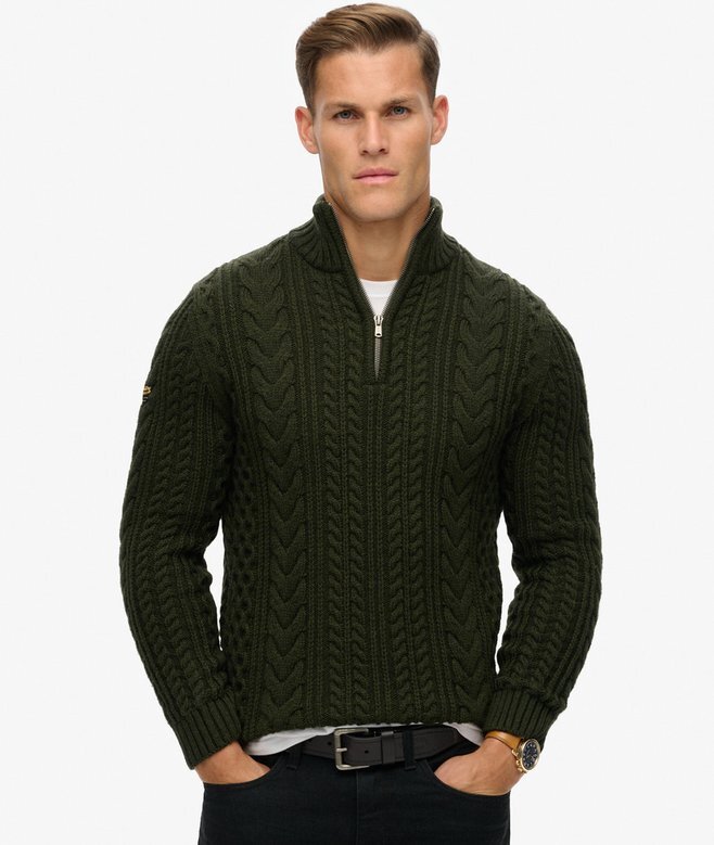 Vintage Jacob Cable Knit Half Zip Jumper Vintage Jacob Cable Knit Half Zip Jumper