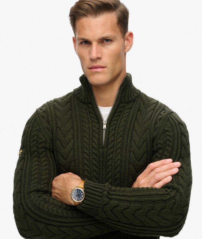 Vintage Jacob Cable Knit Half Zip Jumper Vintage Jacob Cable Knit Half Zip Jumper