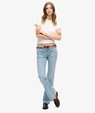 Vintage-jeans i Organic Cotton med låg midja och smal utsvängd passform