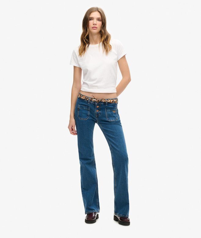 Vintage-jeans i Organic Cotton med låg midja och smal utsvängd passform Vintage-jeans i Organic Cotton med låg midja och smal utsvängd passform
