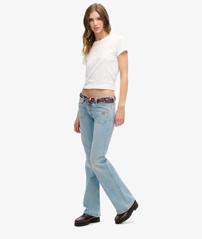 Vintage-jeans i Organic Cotton med låg midja och smal utsvängd passform Vintage-jeans i Organic Cotton med låg midja och smal utsvängd passform