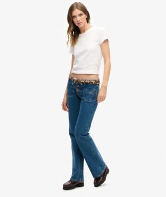 Vintage-jeans i Organic Cotton med låg midja och smal utsvängd passform Vintage-jeans i Organic Cotton med låg midja och smal utsvängd passform