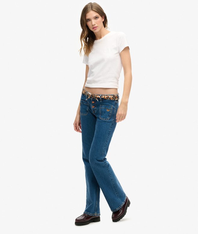 Vintage-jeans i Organic Cotton med låg midja och smal utsvängd passform Vintage-jeans i Organic Cotton med låg midja och smal utsvängd passform
