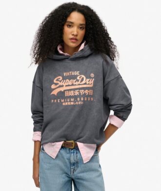 Vintage-logotyp Metallic Relaxed Hoodie Vintage-logotyp Metallic Relaxed Hoodie