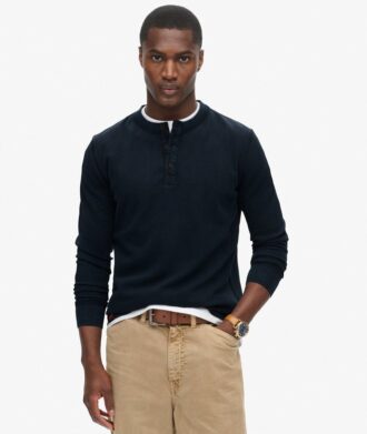 Vintage-texturerad Henley-tröja