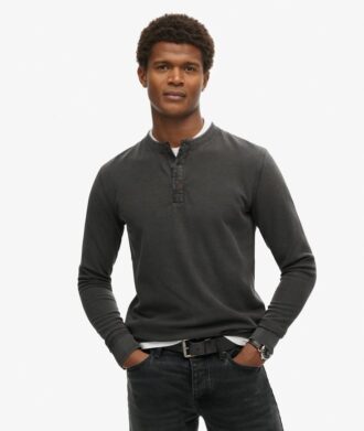 Vintage-texturerad Henley-tröja