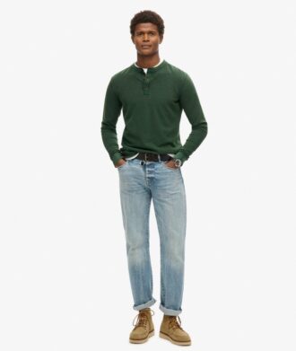 Vintage-texturerad Henley-tröja