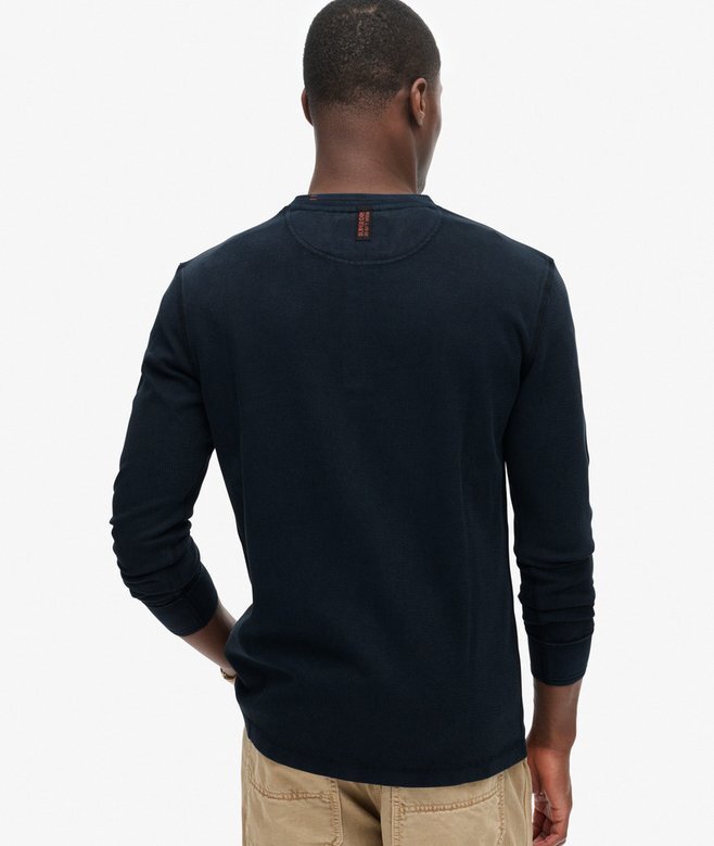 Vintage-texturerad Henley-tröja Vintage-texturerad Henley-tröja
