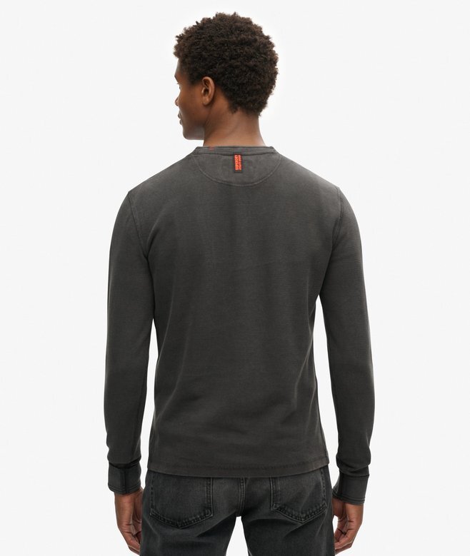 Vintage-texturerad Henley-tröja Vintage-texturerad Henley-tröja