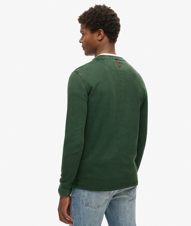 Vintage-texturerad Henley-tröja Vintage-texturerad Henley-tröja