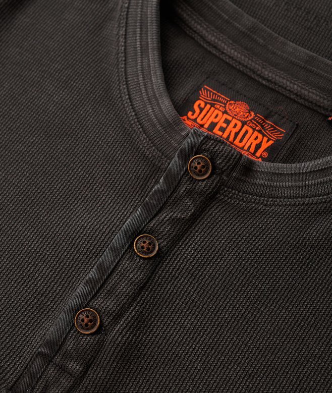 Vintage-texturerad Henley-tröja Vintage-texturerad Henley-tröja