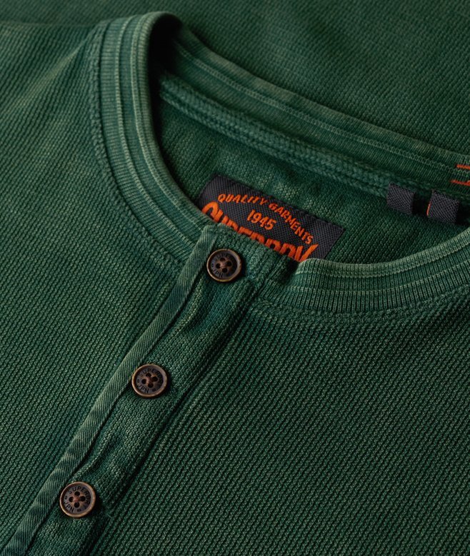Vintage-texturerad Henley-tröja Vintage-texturerad Henley-tröja