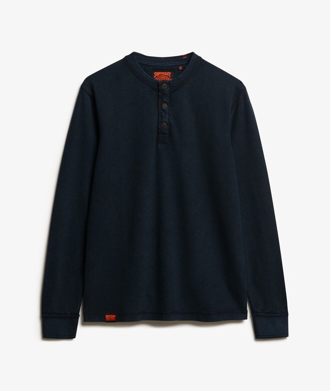 Vintage-texturerad Henley-tröja Vintage-texturerad Henley-tröja